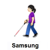 Woman With White Cane: Light Skin Tone on Samsung