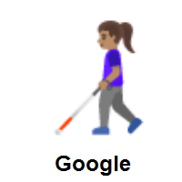 Woman With White Cane: Medium Skin Tone on Google Android