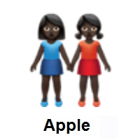 Women Holding Hands: Dark Skin Tone on Apple iOS