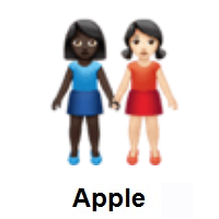 Women Holding Hands: Dark Skin Tone, Light Skin Tone on Apple iOS