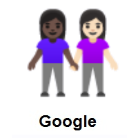 Women Holding Hands: Dark Skin Tone, Light Skin Tone on Google Android