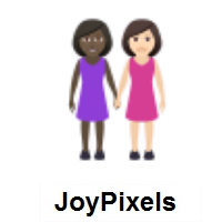 Women Holding Hands: Dark Skin Tone, Light Skin Tone on JoyPixels