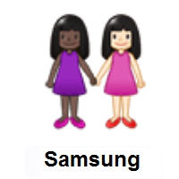 Women Holding Hands: Dark Skin Tone, Light Skin Tone on Samsung