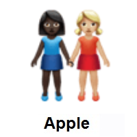 Women Holding Hands: Dark Skin Tone, Medium-Light Skin Tone on Apple iOS