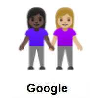Women Holding Hands: Dark Skin Tone, Medium-Light Skin Tone on Google Android
