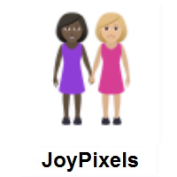 Women Holding Hands: Dark Skin Tone, Medium-Light Skin Tone on JoyPixels