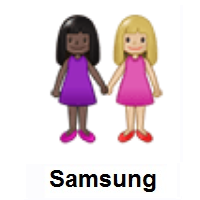 Women Holding Hands: Dark Skin Tone, Medium-Light Skin Tone on Samsung