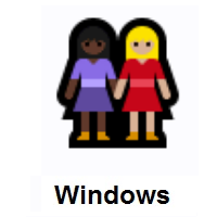 Women Holding Hands: Dark Skin Tone, Medium-Light Skin Tone on Microsoft Windows