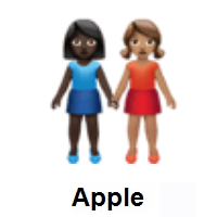 Women Holding Hands: Dark Skin Tone, Medium Skin Tone on Apple iOS