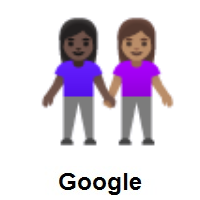 Women Holding Hands: Dark Skin Tone, Medium Skin Tone on Google Android