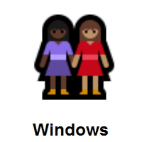 Women Holding Hands: Dark Skin Tone, Medium Skin Tone on Microsoft Windows
