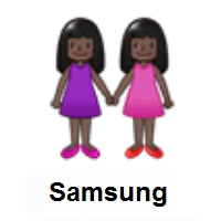 Women Holding Hands: Dark Skin Tone on Samsung