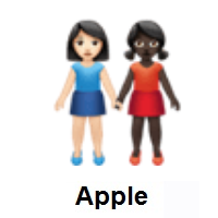Women Holding Hands: Light Skin Tone, Dark Skin Tone on Apple iOS