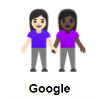 Women Holding Hands: Light Skin Tone, Dark Skin Tone on Google Android