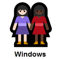 Women Holding Hands: Light Skin Tone, Dark Skin Tone on Microsoft Windows