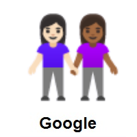 Women Holding Hands: Light Skin Tone, Medium-Dark Skin Tone on Google Android