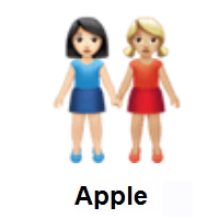 Women Holding Hands: Light Skin Tone, Medium-Light Skin Tone on Apple iOS