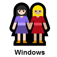Women Holding Hands: Light Skin Tone, Medium-Light Skin Tone on Microsoft Windows