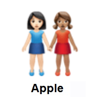 Women Holding Hands: Light Skin Tone, Medium Skin Tone on Apple iOS