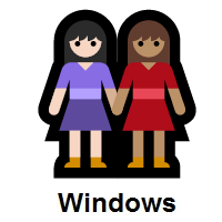 Women Holding Hands: Light Skin Tone, Medium Skin Tone on Microsoft Windows