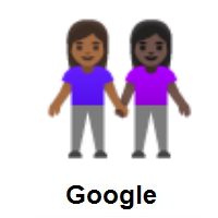 Women Holding Hands: Medium-Dark Skin Tone, Dark Skin Tone on Google Android
