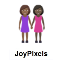 Women Holding Hands: Medium-Dark Skin Tone, Dark Skin Tone on JoyPixels