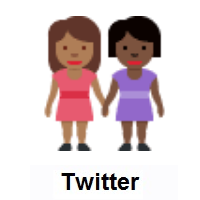Women Holding Hands: Medium-Dark Skin Tone, Dark Skin Tone on Twitter Twemoji