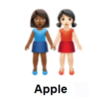Women Holding Hands: Medium-Dark Skin Tone, Light Skin Tone on Apple iOS