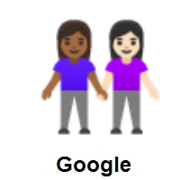 Women Holding Hands: Medium-Dark Skin Tone, Light Skin Tone on Google Android