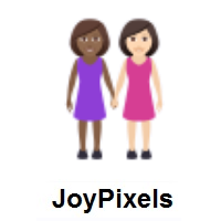 Women Holding Hands: Medium-Dark Skin Tone, Light Skin Tone on JoyPixels
