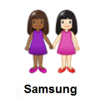 Women Holding Hands: Medium-Dark Skin Tone, Light Skin Tone on Samsung