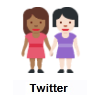 Women Holding Hands: Medium-Dark Skin Tone, Light Skin Tone on Twitter Twemoji