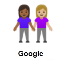 Women Holding Hands: Medium-Dark Skin Tone, Medium-Light Skin Tone on Google Android