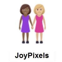 Women Holding Hands: Medium-Dark Skin Tone, Medium-Light Skin Tone on JoyPixels