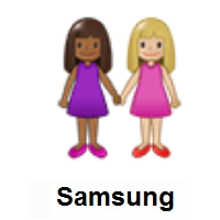 Women Holding Hands: Medium-Dark Skin Tone, Medium-Light Skin Tone on Samsung