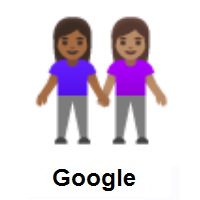 Women Holding Hands: Medium-Dark Skin Tone, Medium Skin Tone on Google Android