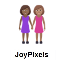 Women Holding Hands: Medium-Dark Skin Tone, Medium Skin Tone on JoyPixels