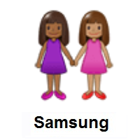 Women Holding Hands: Medium-Dark Skin Tone, Medium Skin Tone on Samsung