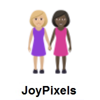 Women Holding Hands: Medium-Light Skin Tone, Dark Skin Tone on JoyPixels