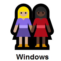 Women Holding Hands: Medium-Light Skin Tone, Dark Skin Tone on Microsoft Windows