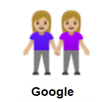 Women Holding Hands: Medium-Light Skin Tone on Google Android