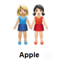 Women Holding Hands: Medium-Light Skin Tone, Light Skin Tone on Apple iOS