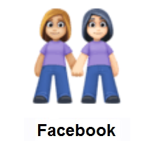 Women Holding Hands: Medium-Light Skin Tone, Light Skin Tone on Facebook