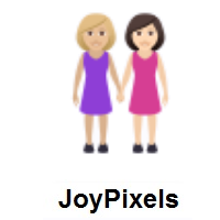 Women Holding Hands: Medium-Light Skin Tone, Light Skin Tone on JoyPixels