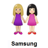 Women Holding Hands: Medium-Light Skin Tone, Light Skin Tone on Samsung