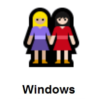 Women Holding Hands: Medium-Light Skin Tone, Light Skin Tone on Microsoft Windows