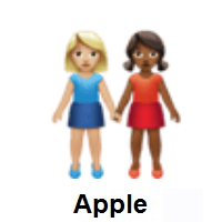 Women Holding Hands: Medium-Light Skin Tone, Medium-Dark Skin Tone on Apple iOS