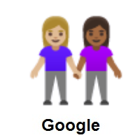 Women Holding Hands: Medium-Light Skin Tone, Medium-Dark Skin Tone on Google Android