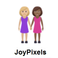 Women Holding Hands: Medium-Light Skin Tone, Medium-Dark Skin Tone on JoyPixels