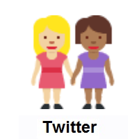 Women Holding Hands: Medium-Light Skin Tone, Medium-Dark Skin Tone on Twitter Twemoji